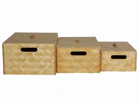 Pressed bamboo lidded box
